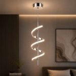 Suspension LED Spirale Moderne – Finition Chrome Argent