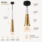 Suspension LED Moderne en Cristal – Finition Dorée – Image 3