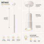 Suspension LED Cylindrique Moderne – Blanc Mat – Image 3