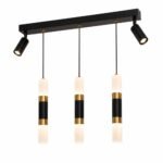 Suspension LED Linéaire avec 3 Cylindres Lumineux et 2 Projecteurs Orientables