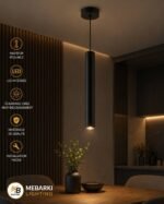 Suspension LED Cylindrique Minimaliste – Noir Mat – Image 2