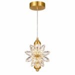 Suspension LED Fleur Cristal – Finition Dorée