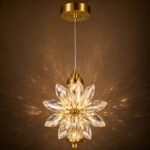 Suspension LED Fleur Cristal – Finition Dorée – Image 2