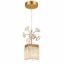Suspension LED Cube Cristal avec Branche Décorative – Finition Dorée