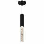 Suspension LED Cylindrique Bubble Cristal – Noir Mat