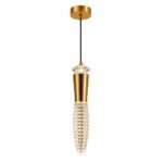 Suspension LED Conique en Cristal – Finition Dorée