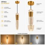 Suspension LED Conique en Cristal – Finition Dorée – Image 3