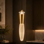 Suspension LED Conique en Cristal – Finition Dorée – Image 2