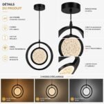 Suspension LED Circulaire Cristal – Noir Mat – Image 4