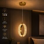 Suspension LED Anneau Cristal Ovale – Finition Dorée – Image 3
