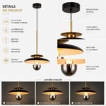 Suspension LED Design Soucoupe – Noir & Doré – Image 3