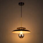 Suspension LED Design Soucoupe – Noir & Doré – Image 2