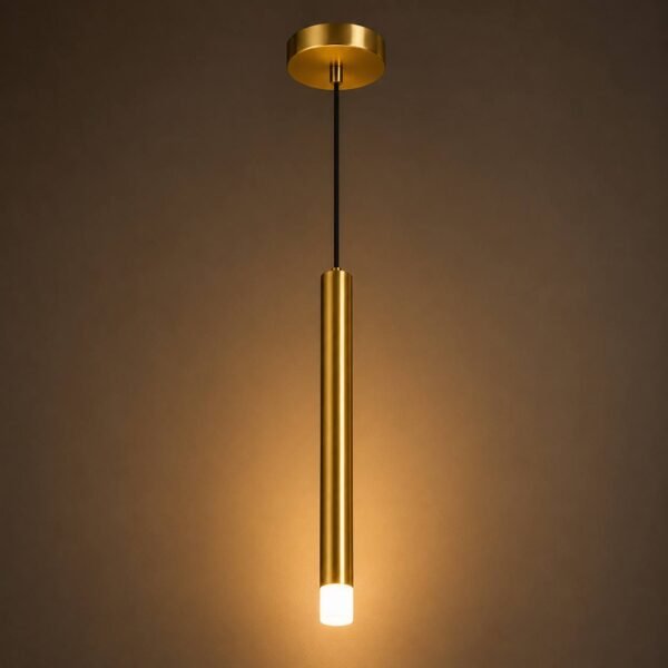 Suspension LED Tubulaire – Finition Dorée