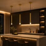 Suspension LED Tubulaire – Finition Dorée – Image 2