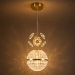 Suspension LED Sphère Cristal Fleurie – Finition Dorée – Image 2