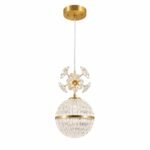 Suspension LED Sphère Cristal Fleurie – Finition Dorée