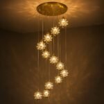 Lustre Cascade Cristal Fleur – Finition Dorée – Image 2