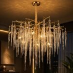 Lustre Branche Cristal Cascade – Finition Dorée – Image 2