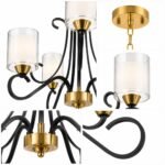 Lustre Classique Moderne 5 Lumières – Noir & Doré – Image 4
