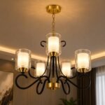 Lustre Classique Moderne 5 Lumières – Noir & Doré – Image 3