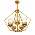 Lustre Cage Moderne 5 Lumières – Finition Dorée