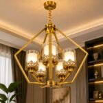 Lustre Cage Moderne 5 Lumières – Finition Dorée – Image 3
