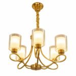 Lustre Moderne 5 Lumières – Finition Dorée