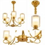 Lustre Moderne 5 Lumières – Finition Dorée – Image 4