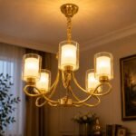 Lustre Moderne 5 Lumières – Finition Dorée – Image 3