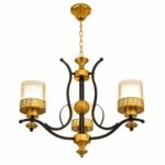 Lustre Classique Moderne 3 Lumières – Noir & Doré