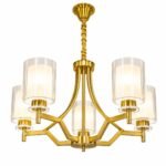 Lustre Géométrique Moderne 5 Lumières – Finition Dorée