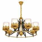 Lustre Classique Circulaire 6 Lumières – Noir & Doré