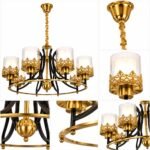 Lustre Classique Circulaire 6 Lumières – Noir & Doré – Image 4