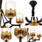 Lustre Moderne Géométrique 5 Lumières – Noir & Doré – Image 4
