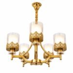 Lustre Géométrique Moderne 5 Lumières – Finition Dorée