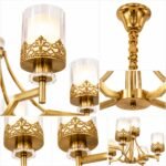 Lustre Géométrique Moderne 5 Lumières – Finition Dorée – Image 4