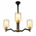 Lustre Moderne Géométrique 3 Lumières – Noir & Doré