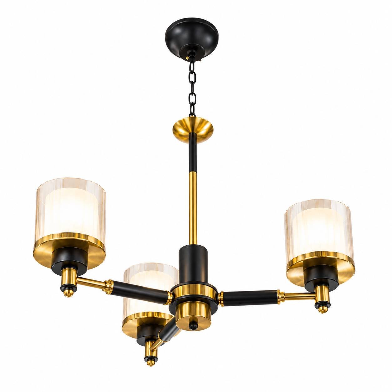 photo_2026-07-25_14-56-42 Lustre Moderne 3 Lumières – Noir & Doré – Image 1