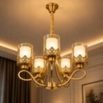 Lustre Classique 5 Lumières – Finition Dorée – Image 3