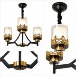 Lustre Géométrique Classique 3 Lumières – Noir & Doré – Image 4