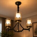 Lustre Géométrique Classique 3 Lumières – Noir & Doré – Image 3