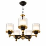 Lustre Moderne 5 Lumières – Noir & Doré