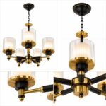 Lustre Moderne 5 Lumières – Noir & Doré – Image 4