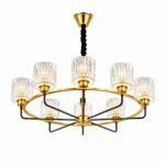 Lustre Rond Moderne 8 Lumières – Noir & Doré