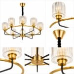Lustre Rond Moderne 8 Lumières – Noir & Doré – Image 4