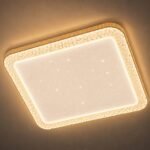 Plafonnier LED Carré 50 cm – Blanc & Doré Champagne – Image 4