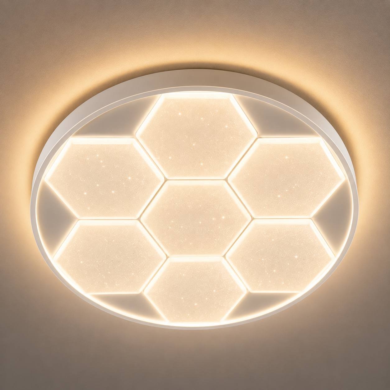 photo_2026-07-25_21-11-28 Plafonnier LED Rond Hexagonal 50 cm – Blanc – Image 1