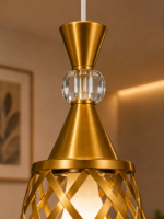 Lustre Fer Forgé Géométrique Doré – Image 2