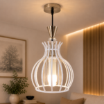 Lustre Fer Forgé Blanc – Modèle Goutte Élégante – Image 2