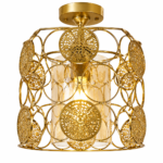 Lustre Fer Forgé Doré – Design Médaillons